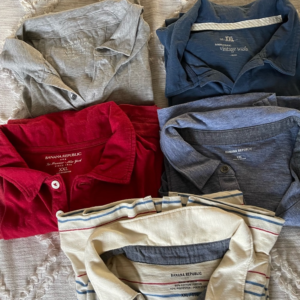 Set of 5 banana republic polos